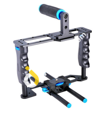 Neewer Dslr Cage C2 Video Film Kit Top Handle Dual Hand Grip Two 15Mm Rods Compatible With Canon